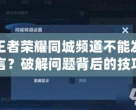 王者榮耀同城頻道不能發(fā)言？破解問題背后的技巧與原因分析