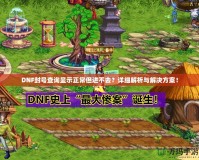 DNF封號查詢顯示正常但進(jìn)不去？詳細(xì)解析與解決方案！