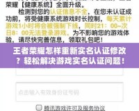 王者榮耀怎樣重新實(shí)名認(rèn)證修改？輕松解決游戲?qū)嵜J(rèn)證問題！