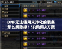 DNF無(wú)法使用未凈化的裝備怎么解除掉？詳解解決方案！