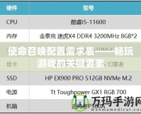 使命召喚配置需求表——暢玩游戲的關鍵要素