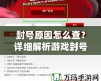 封號原因怎么查？詳細(xì)解析游戲封號背后的秘密