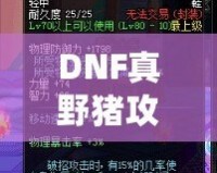 DNF真野豬攻略講解——輕松擊敗野豬王，帶你暢游地下城！