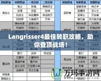 Langrisser4最佳轉(zhuǎn)職攻略，助你登頂戰(zhàn)場！