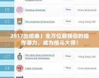 2017出招表】全方位解鎖你的操作潛力，成為格斗大師！