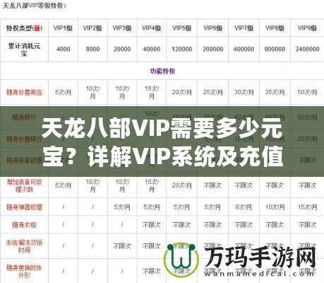 天龍八部VIP需要多少元寶？詳解VIP系統(tǒng)及充值攻略