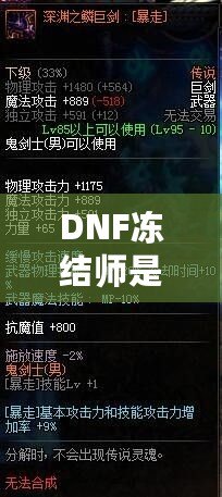 DNF凍結(jié)師是靠力量還是攻擊？解析職業(yè)選擇與屬性加點(diǎn)