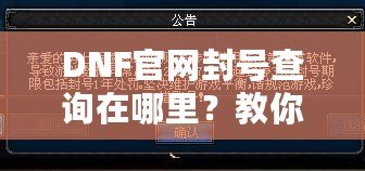 DNF官網(wǎng)封號(hào)查詢(xún)?cè)谀睦铮拷棠爿p松查詢(xún)賬號(hào)封禁信息