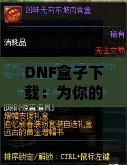 DNF盒子下載：為你的游戲體驗(yàn)增添無(wú)限樂(lè)趣