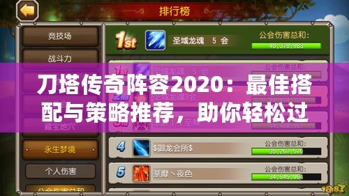 刀塔傳奇陣容2020：最佳搭配與策略推薦，助你輕松過關