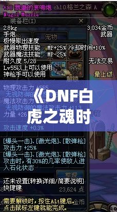 《DNF白虎之魂時(shí)裝是哪年的？回顧經(jīng)典，探秘這款時(shí)裝的傳奇魅力》