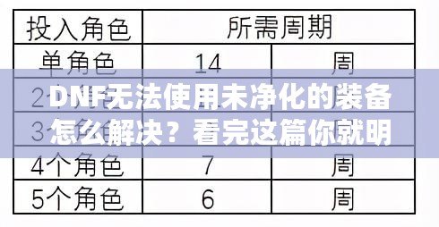 DNF無法使用未凈化的裝備怎么解決？看完這篇你就明白了！