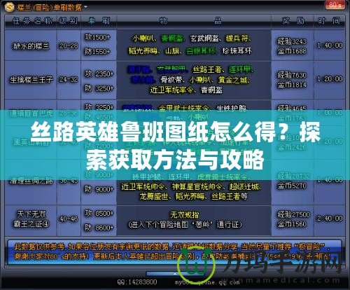 絲路英雄魯班圖紙?jiān)趺吹?？探索獲取方法與攻略