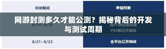 網(wǎng)游封測多久才能公測？揭秘背后的開發(fā)與測試周期