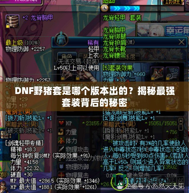 DNF野豬套是哪個版本出的？揭秘最強套裝背后的秘密