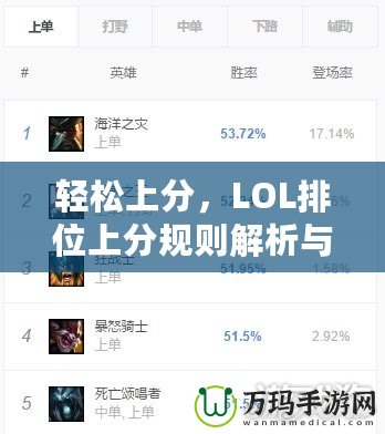 輕松上分，LOL排位上分規(guī)則解析與實(shí)用技巧