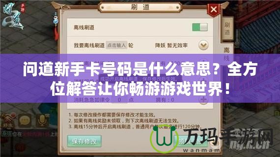 問道新手卡號(hào)碼是什么意思？全方位解答讓你暢游游戲世界！