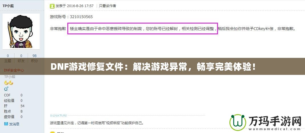 DNF游戲修復(fù)文件：解決游戲異常，暢享完美體驗(yàn)！