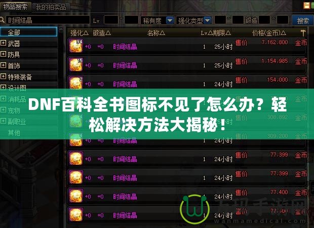 DNF百科全書圖標(biāo)不見了怎么辦？輕松解決方法大揭秘！