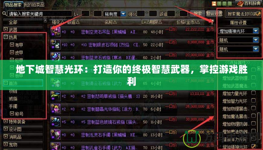地下城智慧光環(huán)：打造你的終極智慧武器，掌控游戲勝利
