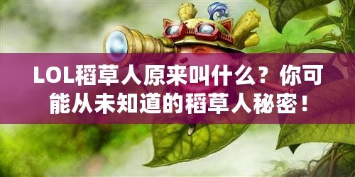 LOL稻草人原來叫什么？你可能從未知道的稻草人秘密！