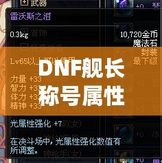 DNF艦長(zhǎng)稱號(hào)屬性選擇：如何提升你的戰(zhàn)斗力？